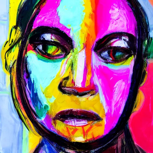 Prompt: brightly coloured neo expressionism portrait