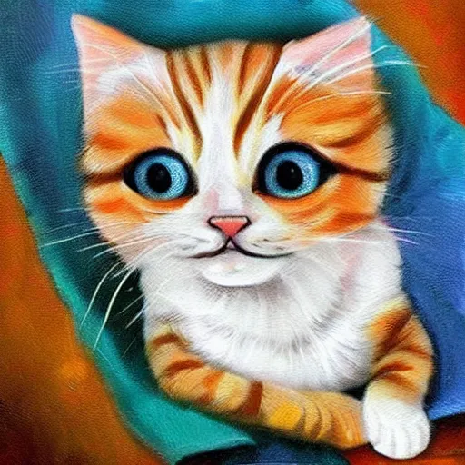 Image similar to very cute cats impasto