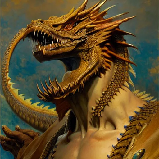 Image similar to a portrait of an anthromorphic blue dragon. highly detailed painting by gaston bussiere, craig mullins, j. c. leyendecker, furry