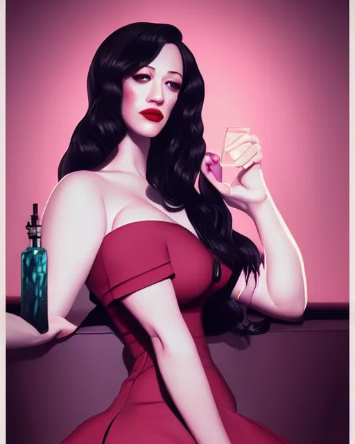 Image similar to kat dennings christina hendricks jennifer tilly, in a dress, by wlop and ilya kuvshinov and artgerm, gorgeous beautiful, stunning, deviant, arrogant