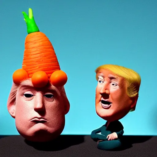 Image similar to donald trump as a carrot, claymation