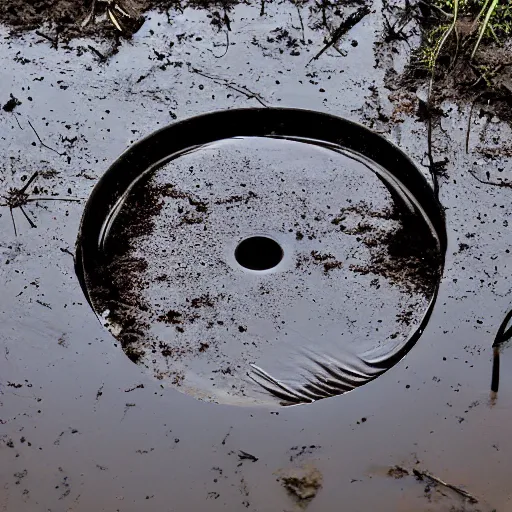 Image similar to a blank disc, sinking in mud