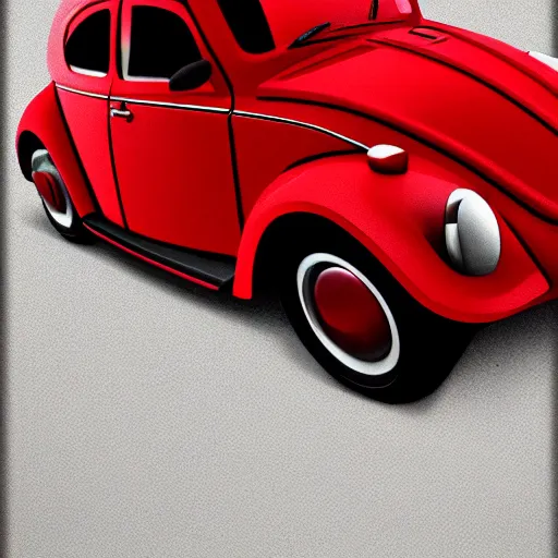 Image similar to red beetle car on top of a tall pole, digital art, photorealistic