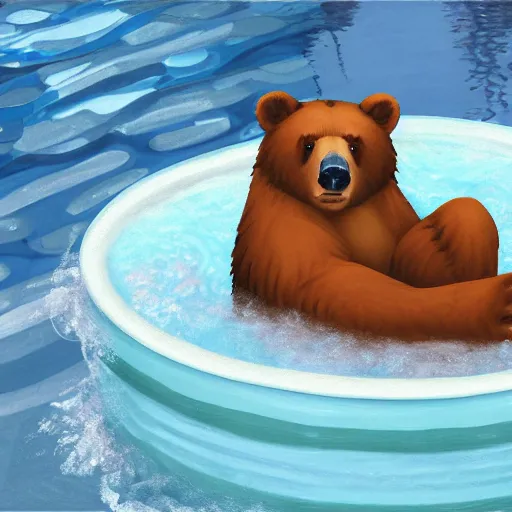 Prompt: a bear in jacuzzi, the sims 4 oil panting