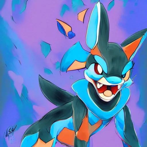 Image similar to lucario by loish, colorful, digital painting, highly detailed, artstation