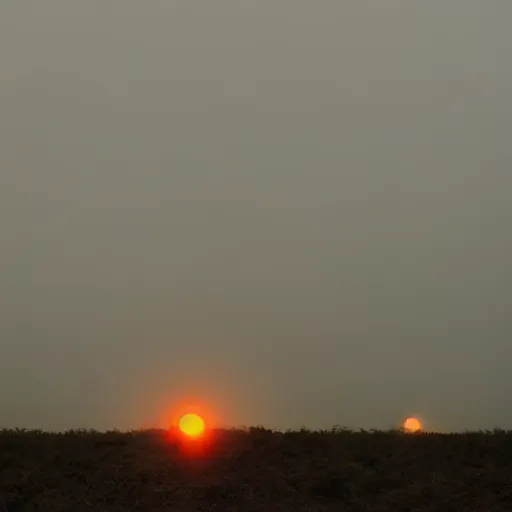 Prompt: the last living thing on earth, disaster, gloomy, sad, dust filled air, dim orange and green light, photography.