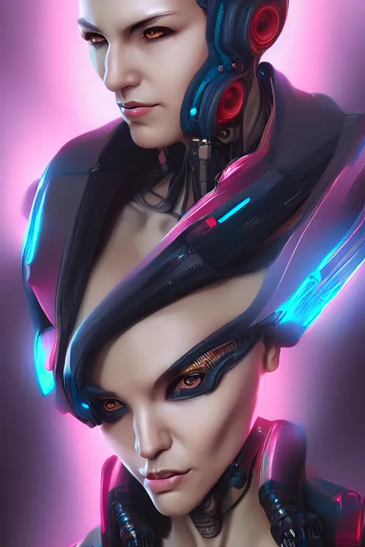 Image similar to portrait of a cyberpunk woman with biomechanichal parts by Artgerm, hyper detailled, trending on artstation