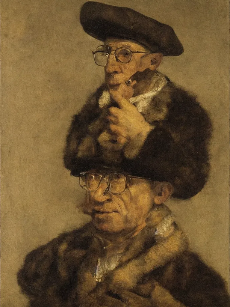 Prompt: an accurate portrait of le corbusier painted by rembrandt, oil painting, baroque painting, highly detailed, 4 k.