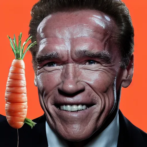 Image similar to photo of arnold schwarzenegger as a carrot!!!!