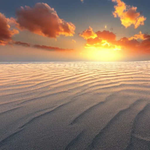 Prompt: sunrise on a white sand baltic beach concept art