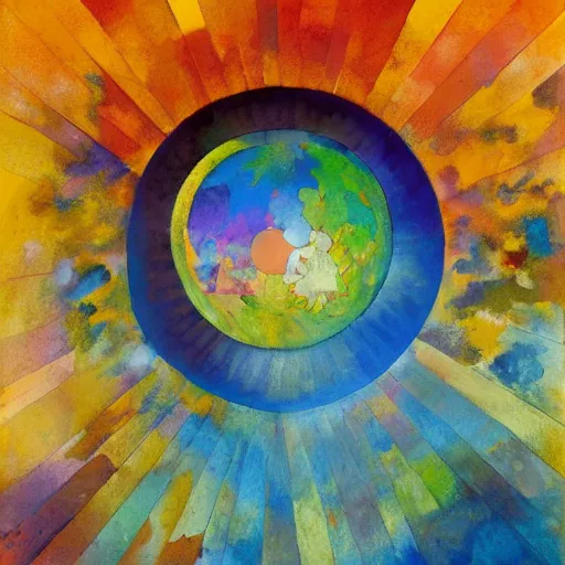 Image similar to A beautiful body art of the sun. The sun is depicted as a large ball in the center of the piece, with rays of light emanating out from it in all directions. in Rome by John Berkey, by Farel Dalrymple, by Paul Klee meticulous