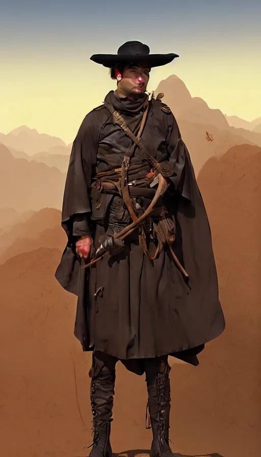 Image similar to steady gaucho poncho, xix century military outfit, desert storm background, intricate, highly detailed, digital painting, artstation, concept art, sharp focus, illustration, art by Artgerm, Grafit Studio, and Greg Rutkowski, Craig Mullins, Makoto Shinkai, Stanley Artgerm Lau, WLOP, Rossdraws, James Jean, Andrei Riabovitchev, Marc Simonetti, krenz cushart, Sakimichan, D&D trending on ArtStation, digital art - W 700