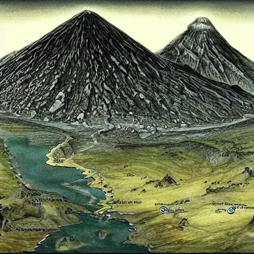 Image similar to mordor was a black, volcanic plain in the southeast of middle - earth to the east of gondor, ithilien, and the great river anduin. mordor was chosen by sauron as his realm because of the mountain ranges surrounding it on three sides, creating a natural fortress against his enemies