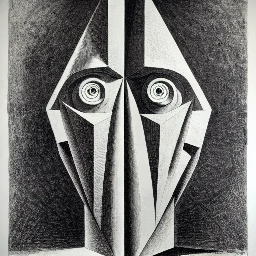 Prompt: lithography on paper secret artefact conceptual figurative post - morden monumental dynamic portrait by william blake and escher and hogarth, inspired by magritte, illusion surreal art, highly conceptual figurative art, intricate detailed illustration, controversial poster art, polish poster art, geometrical drawings, no blur