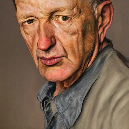 Image similar to high quality high detail painting by lucian freud, hd, portrait of nick swinmurn, photorealistic lighting