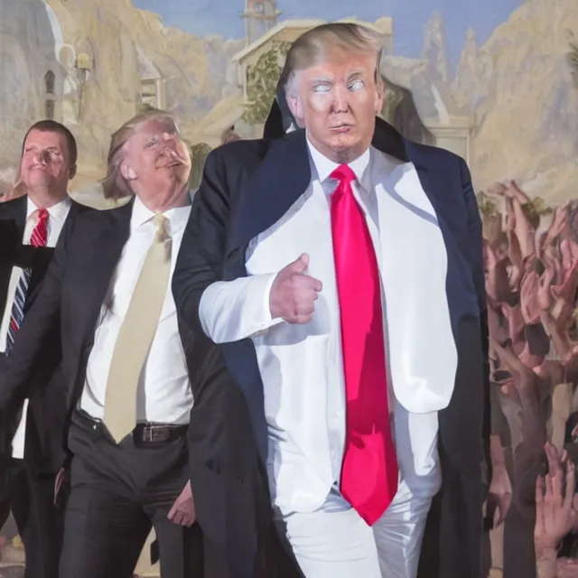 Prompt: donald trump cosplaying as jesus