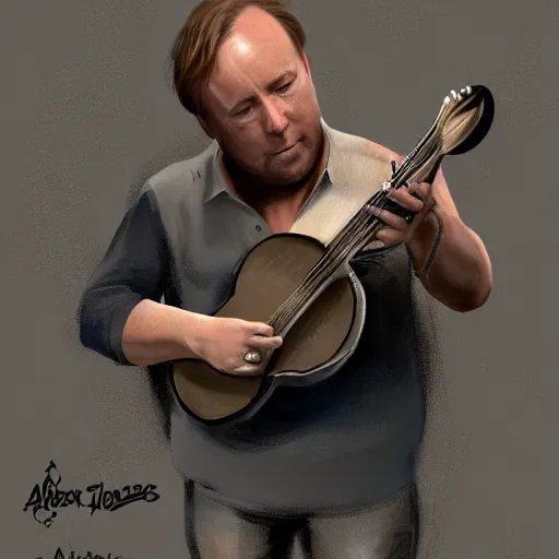 Prompt: Alex Jones playing a banjo, concept art, trending on artstation, artstation HQ, HD, 4k