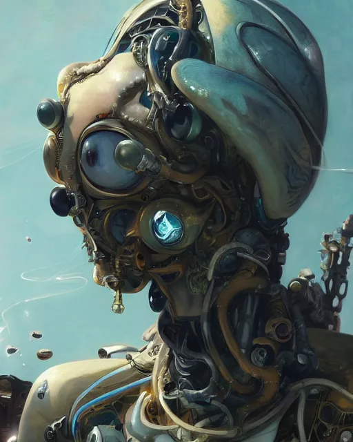 Image similar to Full shot of a venus squid monster astronaut defined facial features, intricate abstract. cyberpunk, symmetrical facial features. By Ruan Jia and Artgerm and Range Murata and WLOP and Ross Tran and William-Adolphe Bouguereau and Beeple. Key Art. Fantasy Illustration. award winning, Artstation, intricate details, realistic, Hyperdetailed, 8k resolution.