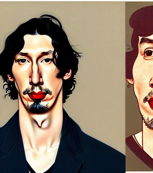 Prompt: portrait of adam driver by norman rockwell and ikenaga yasunari and ayana otake and ko rakusui