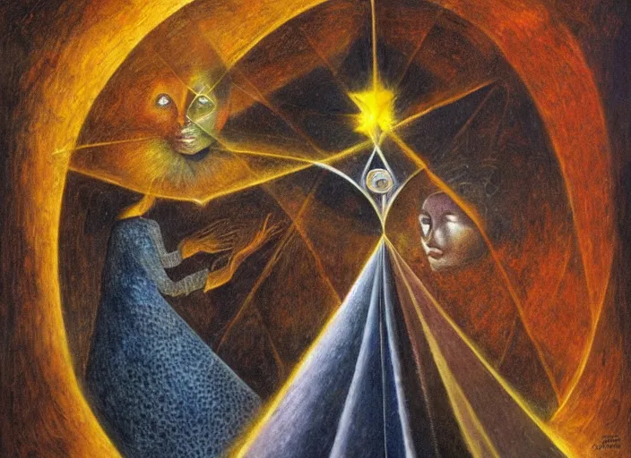 Prompt: a shaman! woman holding up the cosmic!!! universe, by remedios varo, reflection, symbolist, psychedelic colors, dramatic lighting, smooth, sharp focus, extremely detailed, aesthetically pleasing composition