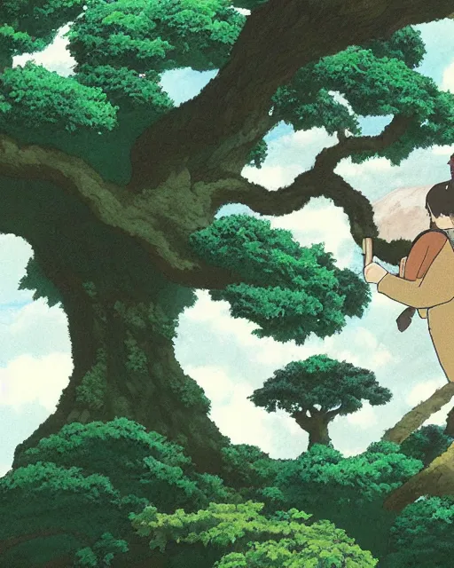 Prompt: oak tree, studio ghibli