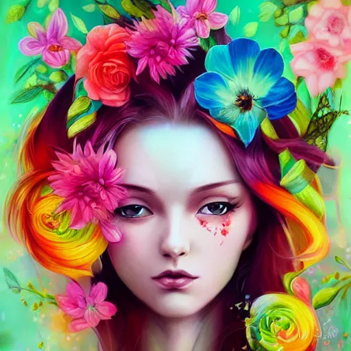 Prompt: flower vivid colors by Anna Dittmann