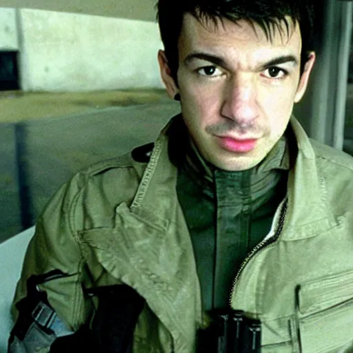 Image similar to “a still of Nathan Fielder in Metal Gear Solid 2 (2001)”