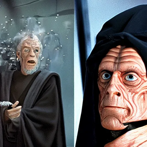 Image similar to jeff gold blum as emperor palpatine in the original trilogy, star wars movie, photo