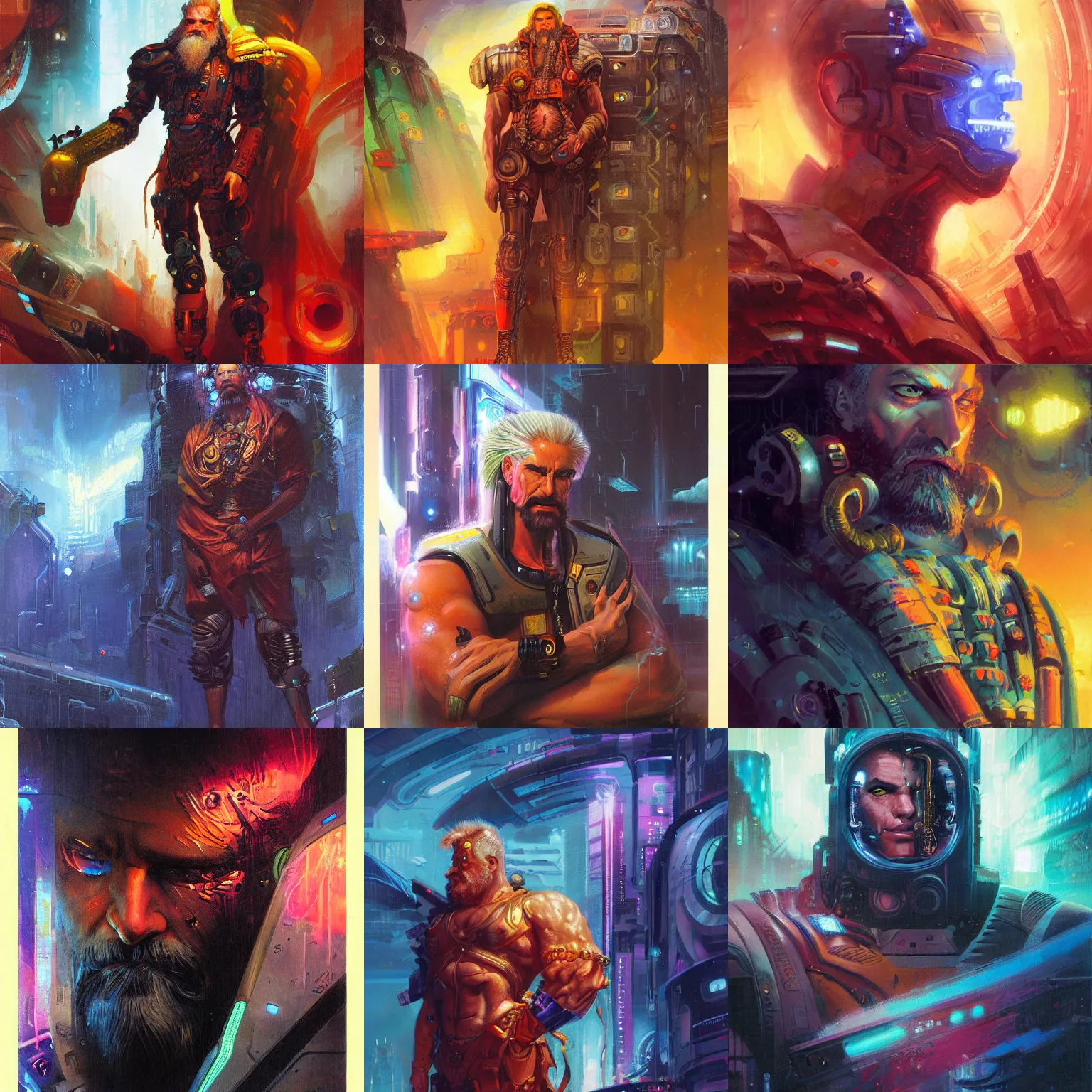 Prompt: a cyberpunk half length portrait of an zeus, by paul lehr, jesper ejsing,