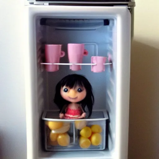 Prompt: tiny cute fridge with human features, super cute, tiny , adorable, awww aspiring, very cute