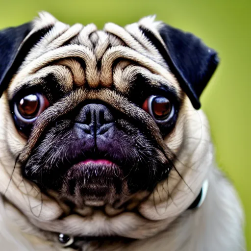 Image similar to the world's uglies pug, extreme amount of folds, mangled teeth