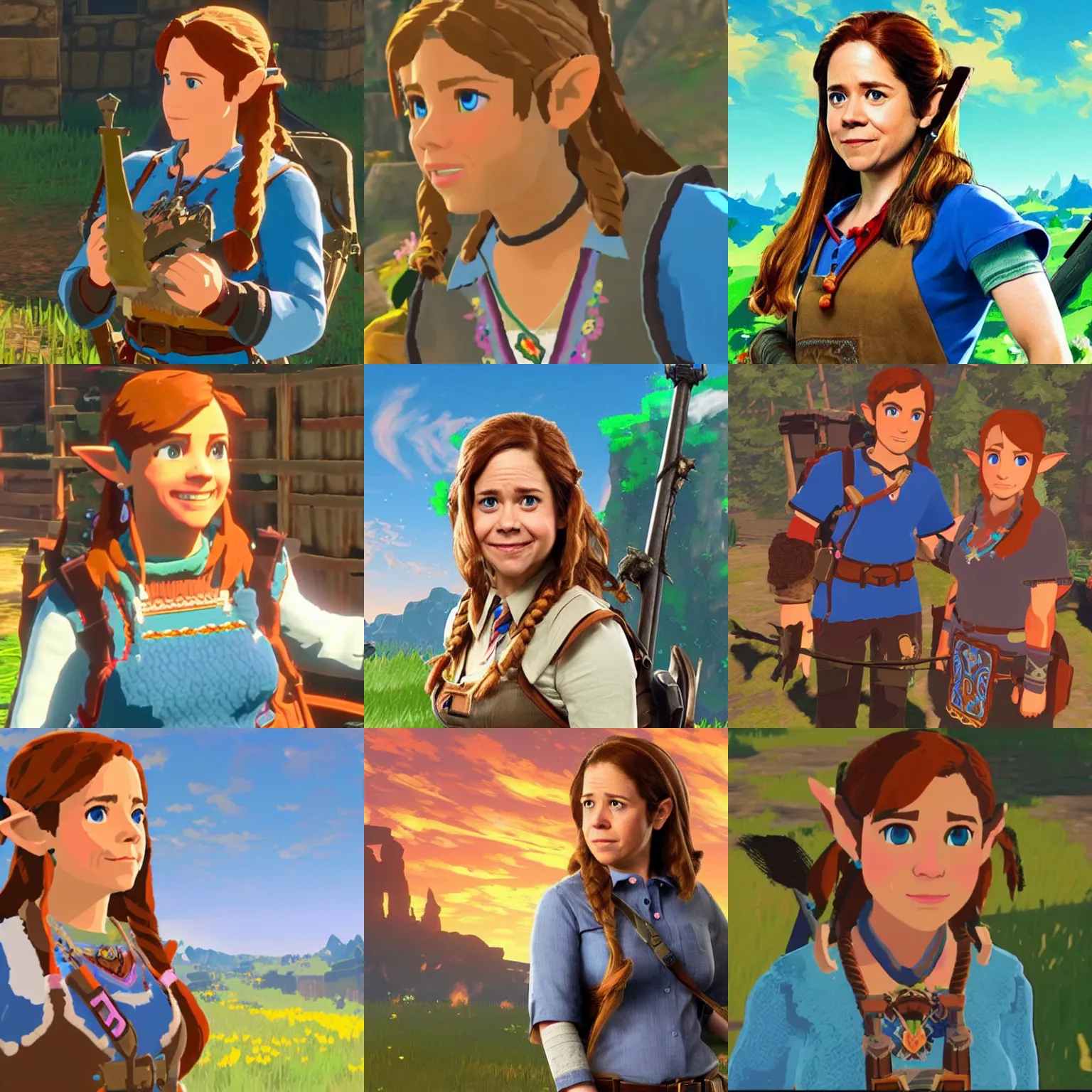 Prompt: pam beesly as a character in zelda: breath of the wild