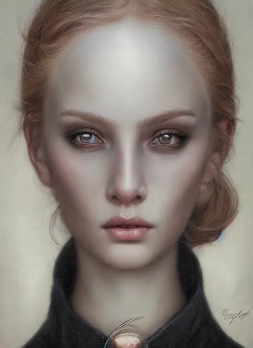 Image similar to hyper realistic, detailed portrait, close - up, dark witch, painting by tom bagshaw, smooth, sharp focus