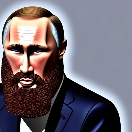 Image similar to Putin with beard, realistic photo, 50mm