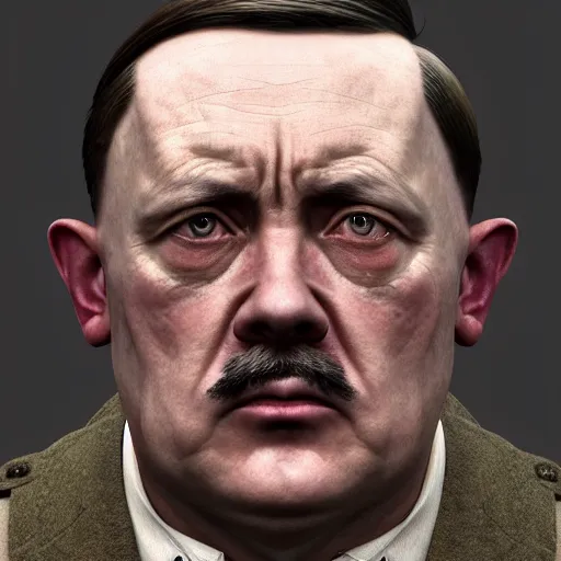 Prompt: extremely hyperrealist dslr still of down syndrome!! adolf hitler, stunning 8 k octane comprehensive 3 d render, inspired by istvan sandorfi & greg rutkowski & unreal engine, perfect facial symmetry, dim volumetric cinematic lighting, extremely hyper - detailed, extremely lifelike attributes & lifelike texture, intricate attributes, masterpiece, artstation, stunning