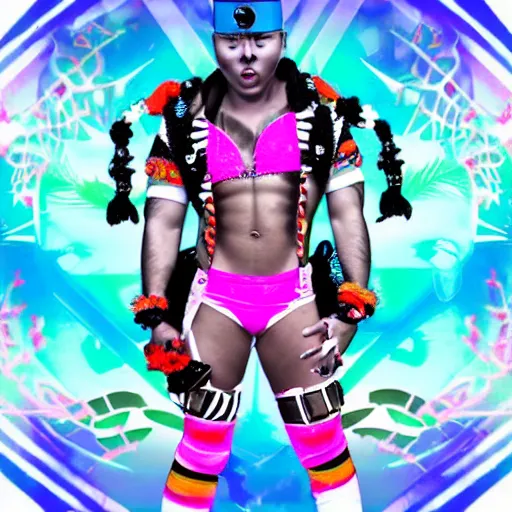 Image similar to Decora cybergoth vaporwave maximalist Zyzz