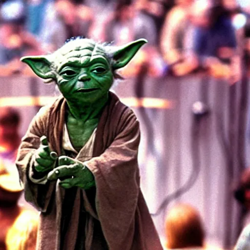 Image similar to yoda performing at woodstock