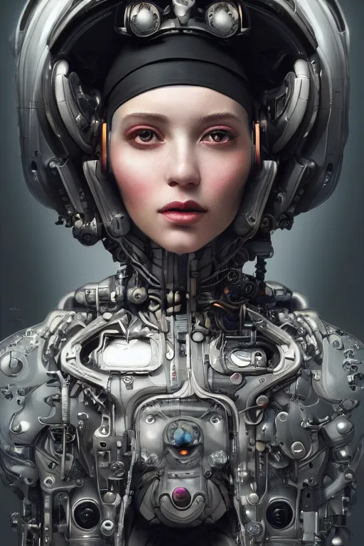 Image similar to a beautiful ultra detailed fine art portrait of a futuristic cyborg wearing a graduation hat, by tom bagshaw and anna dittman, studio lighting, golden ratio composition, 3 5 mm lens, cybernetic scifi, deep depth of field, artstation, 8 k