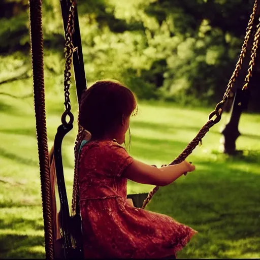 Prompt: A girl is playing on a swing,inspiring, epic, cinematic,highly-detailed