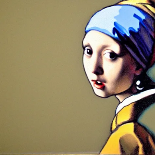 Prompt: painting of girl with a Pearl Earring by Junji Ito