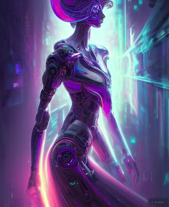 Image similar to whirlwind souls rushing inside metaverse, half body, glowin eyes, tiara, pharaoh, android, cyborg, cyberpunk face, by loish, d & d, fantasy, intricate, elegant, highly detailed, colorful, vivid color, digital painting, artstation, concept art, art by artgerm and greg rutkowski and alphonse mucha and ruan jia