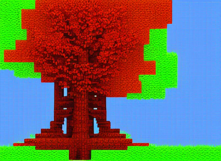 Prompt: a digital painting of a tree in a japanese forest, pixel art by stanley twardowicz, pixel art, pixelart, made of vines, voxel art