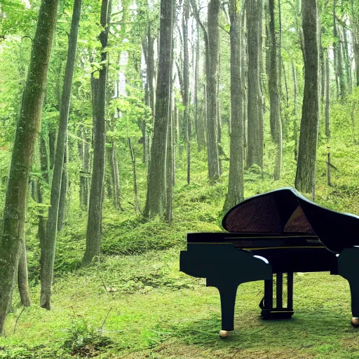 Image similar to a grand piano in a beautiful forest,