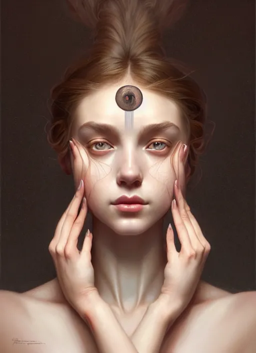 Image similar to symmetry!! portrait of young woman cursed with ever - increasing physical and mental perfection, slice - of - life, realism, perfect face!! intricate, elegant, highly detailed, digital painting, artstation, concept art, smooth, sharp focus, illustration, art by artgerm and greg rutkowski and alphonse mucha