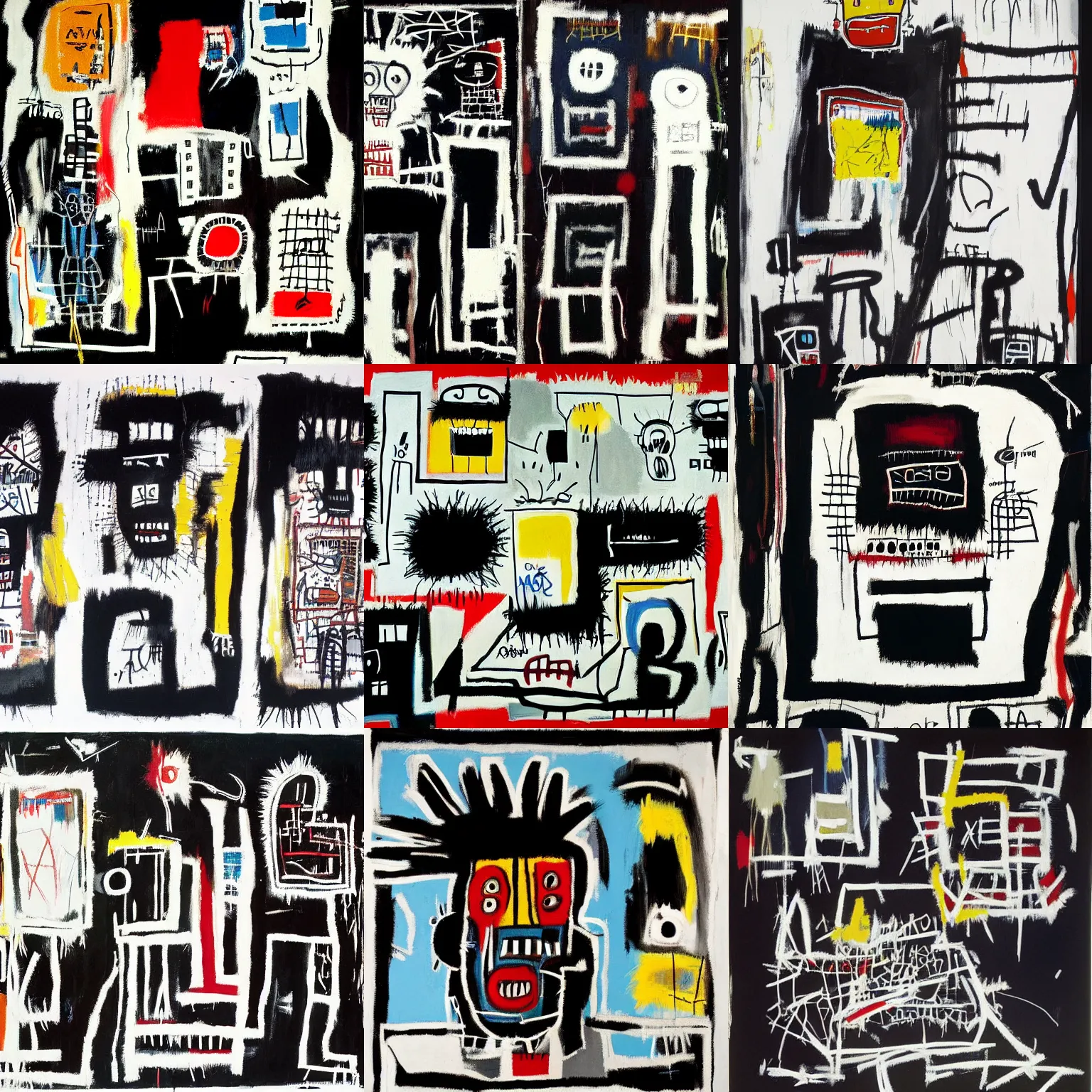 Prompt: the world as it is today, black and white painting, painted by basquiat,