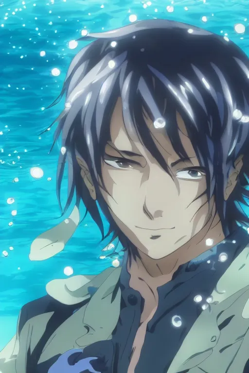 Prompt: beautiful anime man under water, very accurate and detailed, 8k