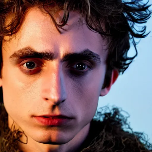 Prompt: medieval fantasy head and shoulders portrait photo of timothy chalamet as a goblin, photo by philip - daniel ducasse and yasuhiro wakabayashi and jody rogac and roger deakins