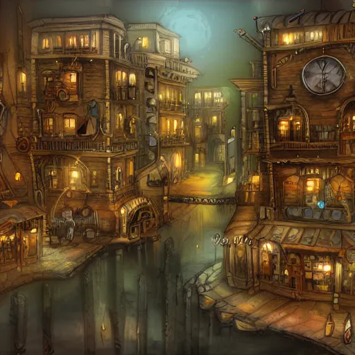 Prompt: Steampunk City, Landscape, Digitally painting