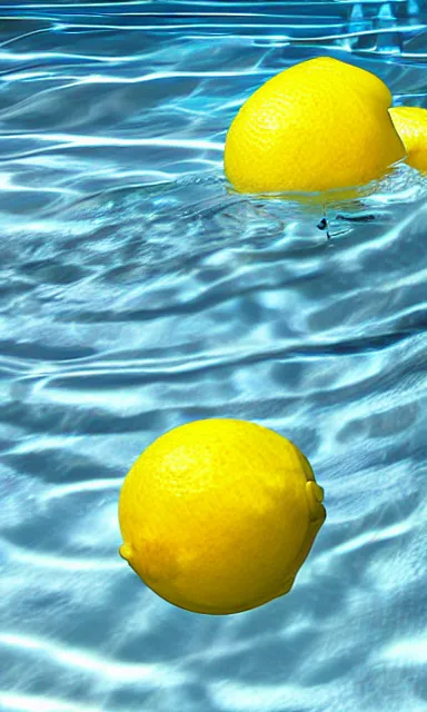 Prompt: lemon swimming in a pool, photorealistic,