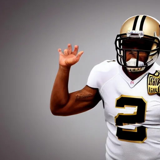 Prompt: king of the crabs wearing a number 2 new orleans saints jersey, high definition, realistic, sports photograph